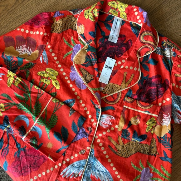 Anthropologie Rosa de Weerd Flannel Sleep Top Botanical Dreamy Medium Petite NWT - Picture 8 of 12